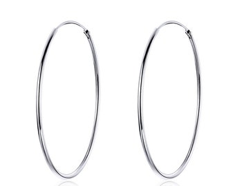 Sterling Silver Big Circle Huggie Earrings