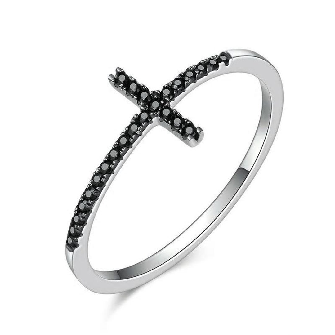 Sterling Silver Faith Cross Ring Etsy