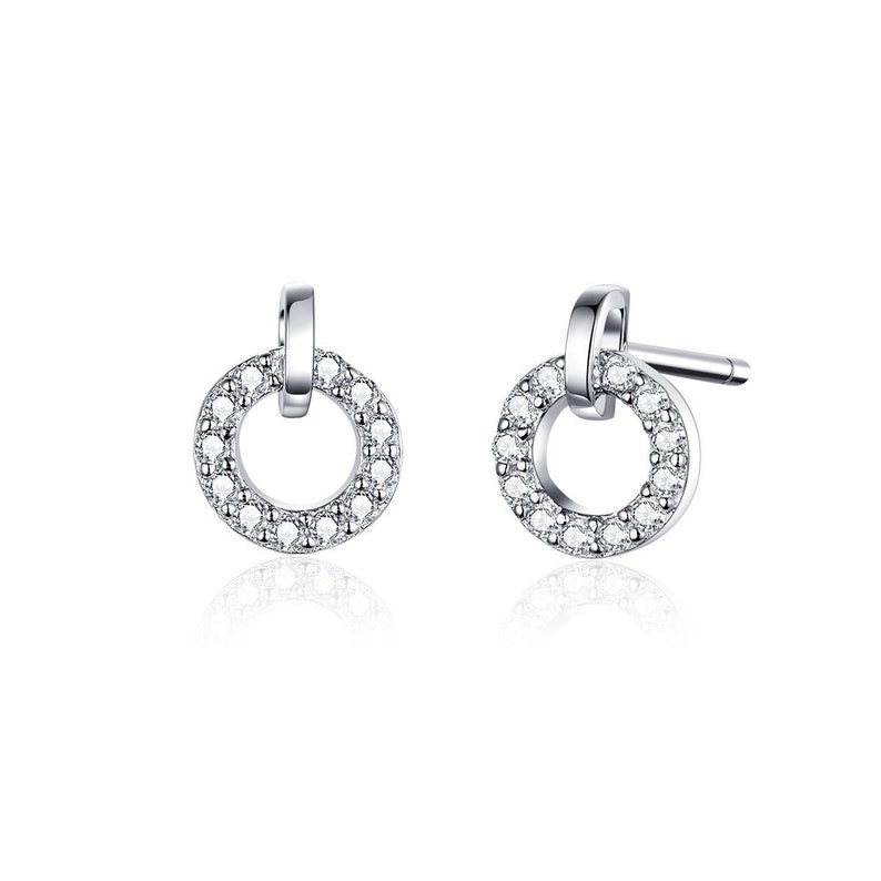 Sterling Silver Round Cubic Zirconia Stud Earrings image 1