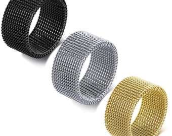 Stainless Steel Mesh Band Ring - Various