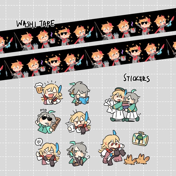 genshin impact washi tape / epoxy stickers