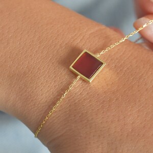 Square Carnelian Bracelet, Women Carnelian Bracelet Gifts, Natural Carnelian Jewelry, Carnelian Stone Bracalet, Genuine Carnelian Stone