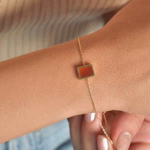 Rectangle Cut Carnelian Bracelet, Silver Women Carnelian Bracelet Gifts, Natural Carnelian Jewelry, Carnelian Bracelet, Carnelian Crystal