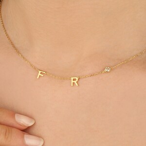 Two Letter Family Birthstone Necklace, Personalized Birthstone Necklace, Birthstone Necklace for Mom, Birthstone Jewelry, Mothers Day Gift