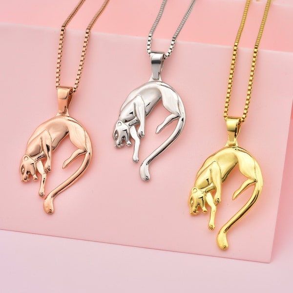 Panther Handmade Gold Plated Necklace, Sterling Silver Panther Pendant with Chain, Silver Pigeon Jewelry, Memorial Gift, Animal Gift Pendant