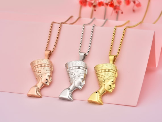 Nefertiti Handmade Gold Plated Necklace, Sterling Silver  display picture 3