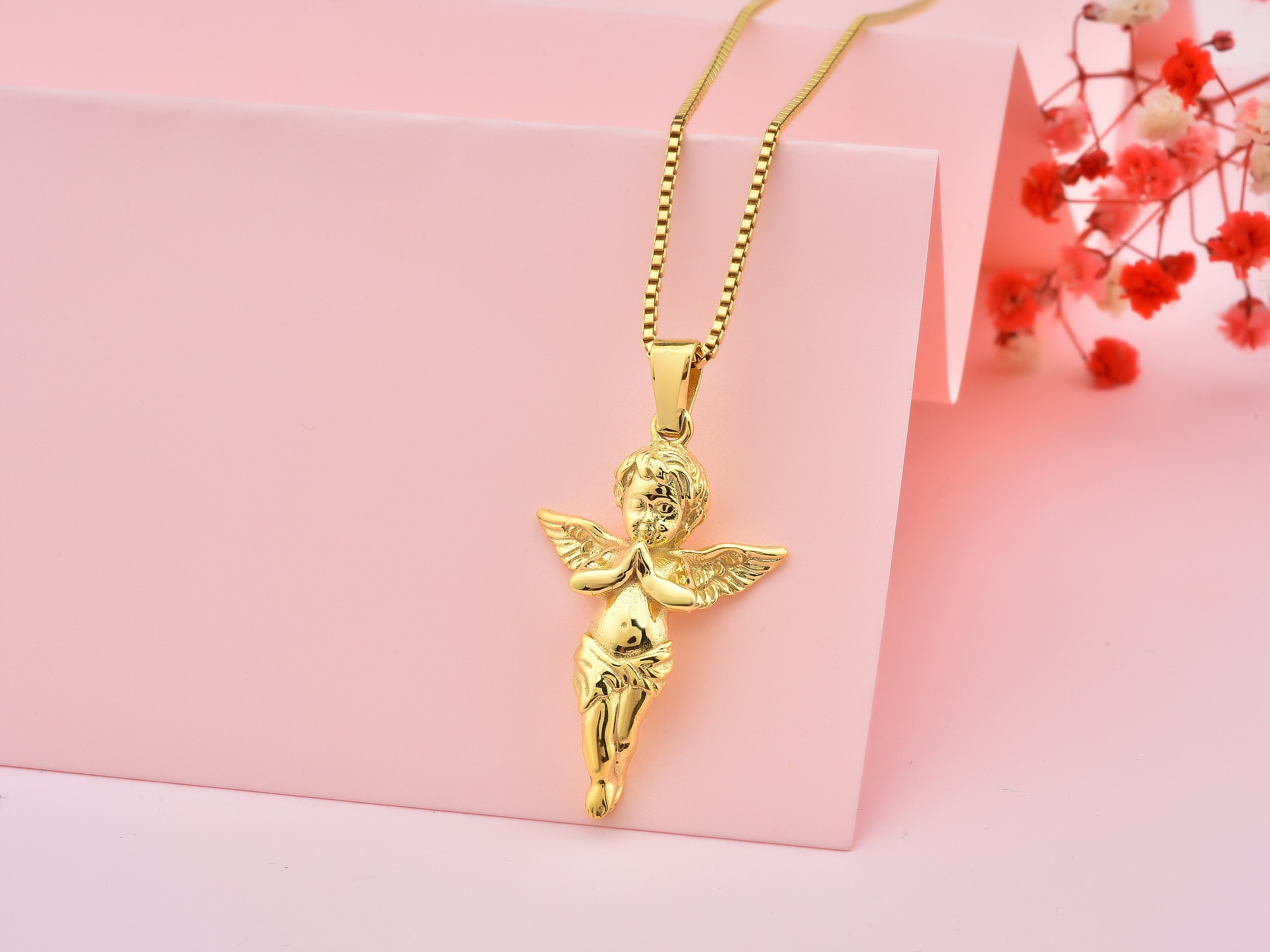 Baby Angel Handmade Gold Plated Necklace Sterling Silver Baby Etsy