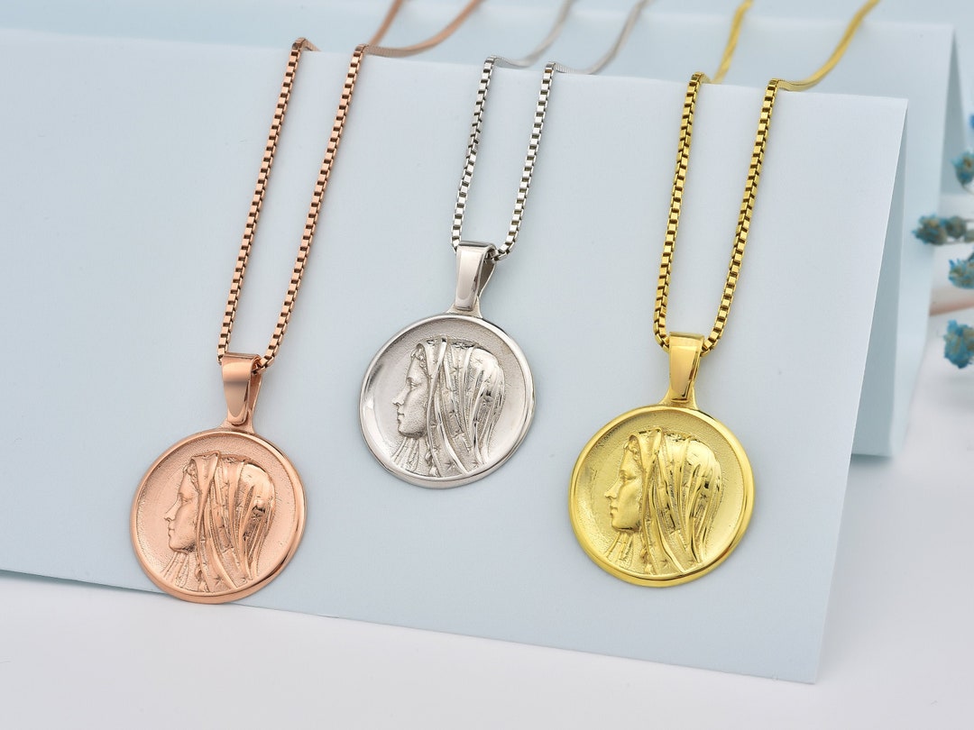 Our Blessed Mother Virgin Mary Handmade Silver Charm Necklace, Holy ...