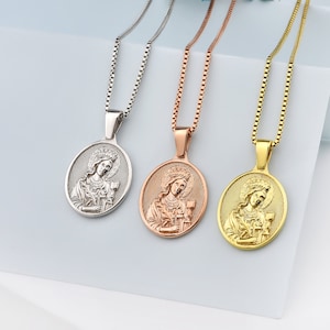 Great Martyr Saint Barbara Handmade Silver Charm Necklace, Great Martyr Barbara Pendant, Gold Plated Bridesmaid Necklace, Gift For Her