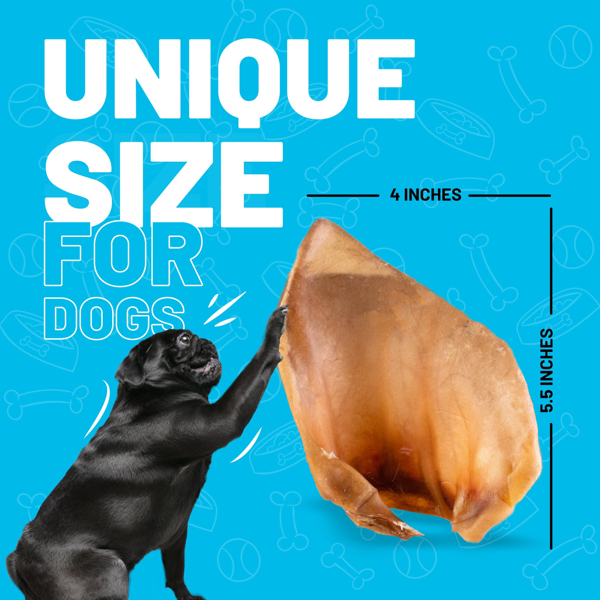 Pig Ears for Dogs 100 Natural Great for Medium and Large Dogs for Aggressive Chewers by Sitka