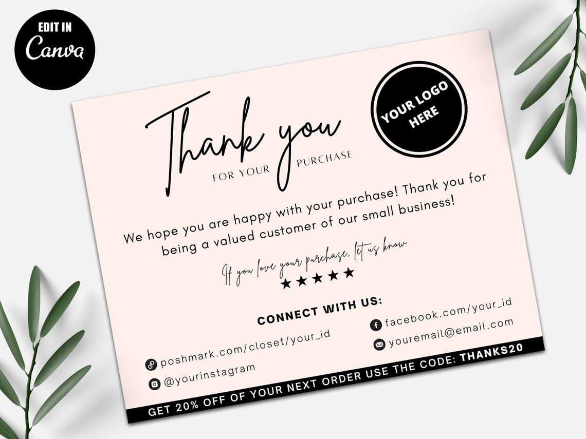 Poshmark Thank You Note Poshmark Thank You Cards Poshmark Etsy