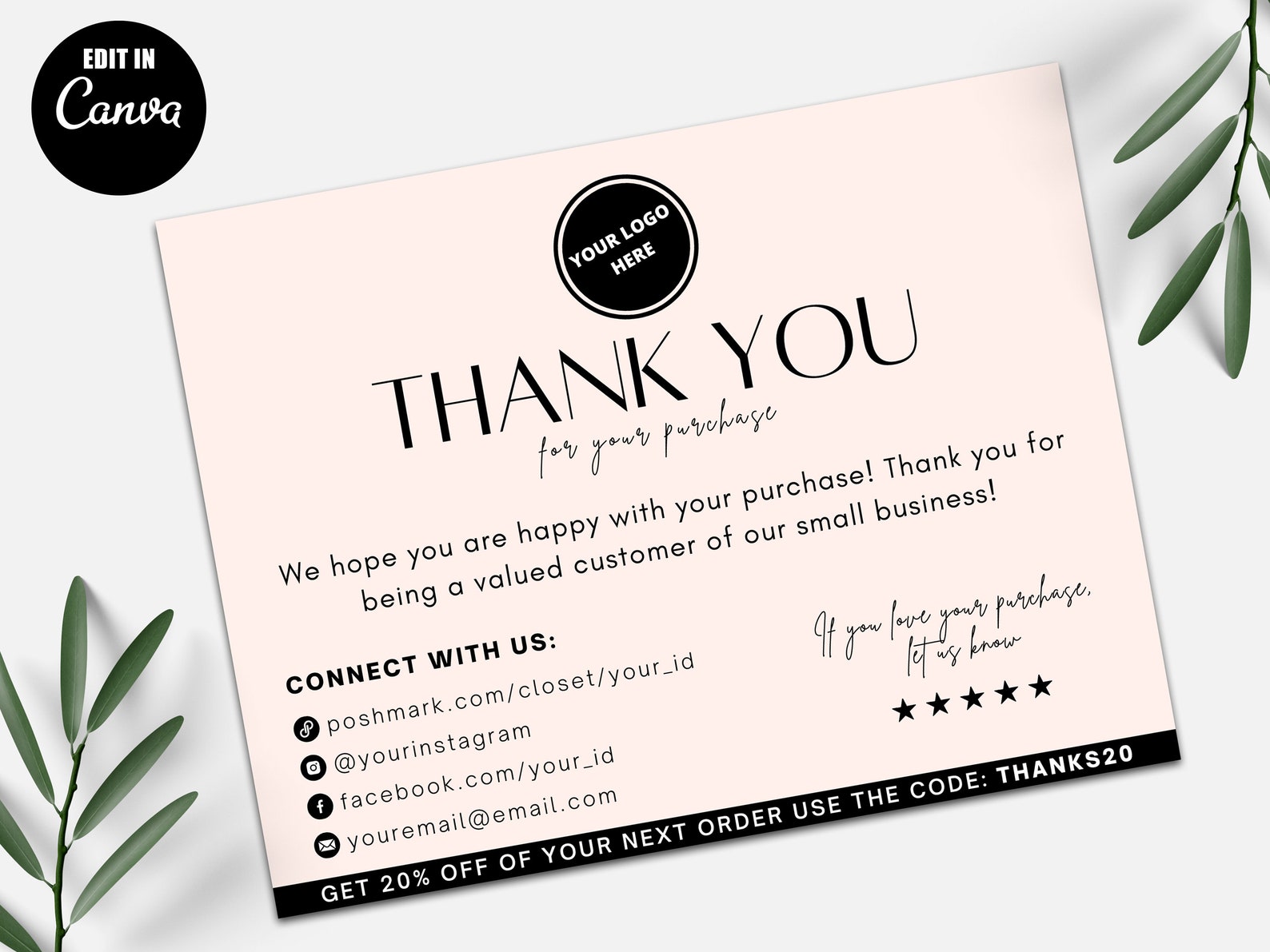 Poshmark Thank You Note Poshmark Thank You Cards Poshmark | Etsy