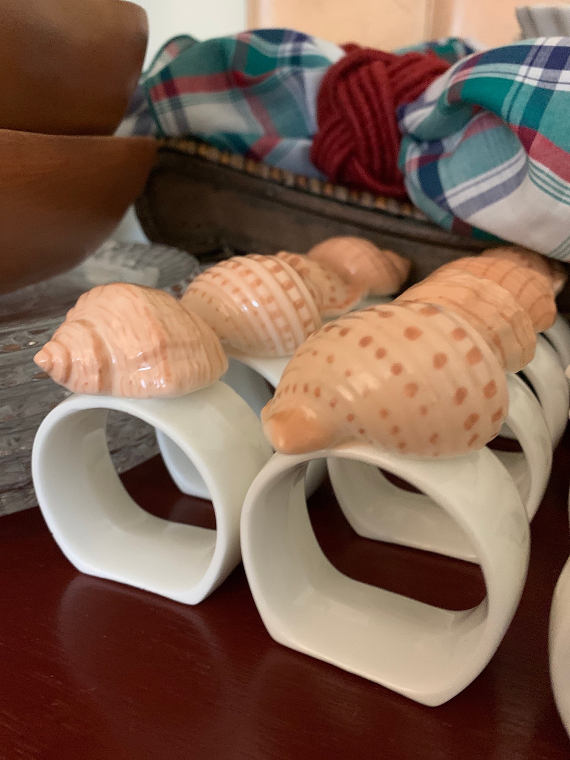 Large Ceramic Seashell Napkin Rings Holders Etsy