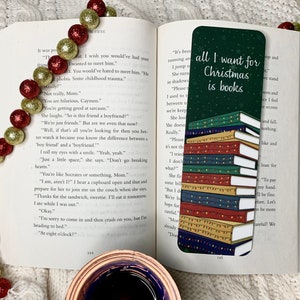 All I Want For Christmas Is Books Bookmark | Handmade & Laminated | Christmas Merchandise | Stocking Stuffers, Gifts for Readers