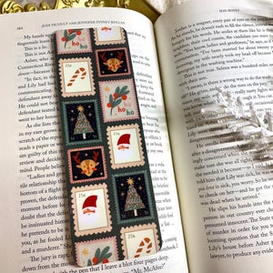 Lindo marcapáginas con sello navideño / Marcapáginas hecho a mano / Laminado / Mercancía navideña / Regalos para lectores, Regalos para amantes de los libros