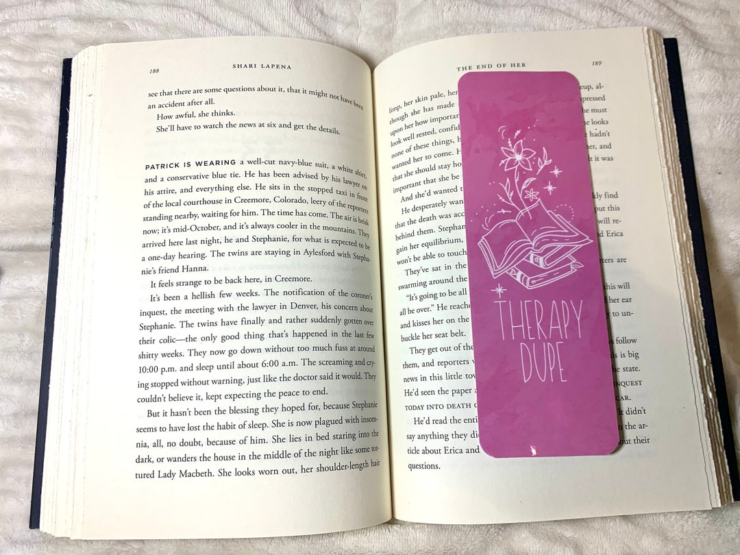 Therapy Dupe Bookmark Handmade Bookmarks Laminated Gifts for Readers
