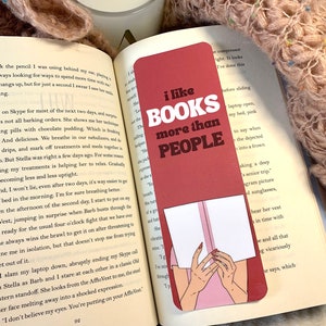 I Like Books More Than People Bookmark | Handmade Bookmarks | Laminated | Gifts for Readers, Bookish Merchandise, Reader Bookmark
