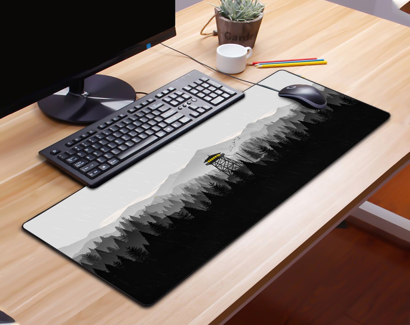 Wild Nature Forest Deskpad Black & White Deskpad Wonderful Etsy