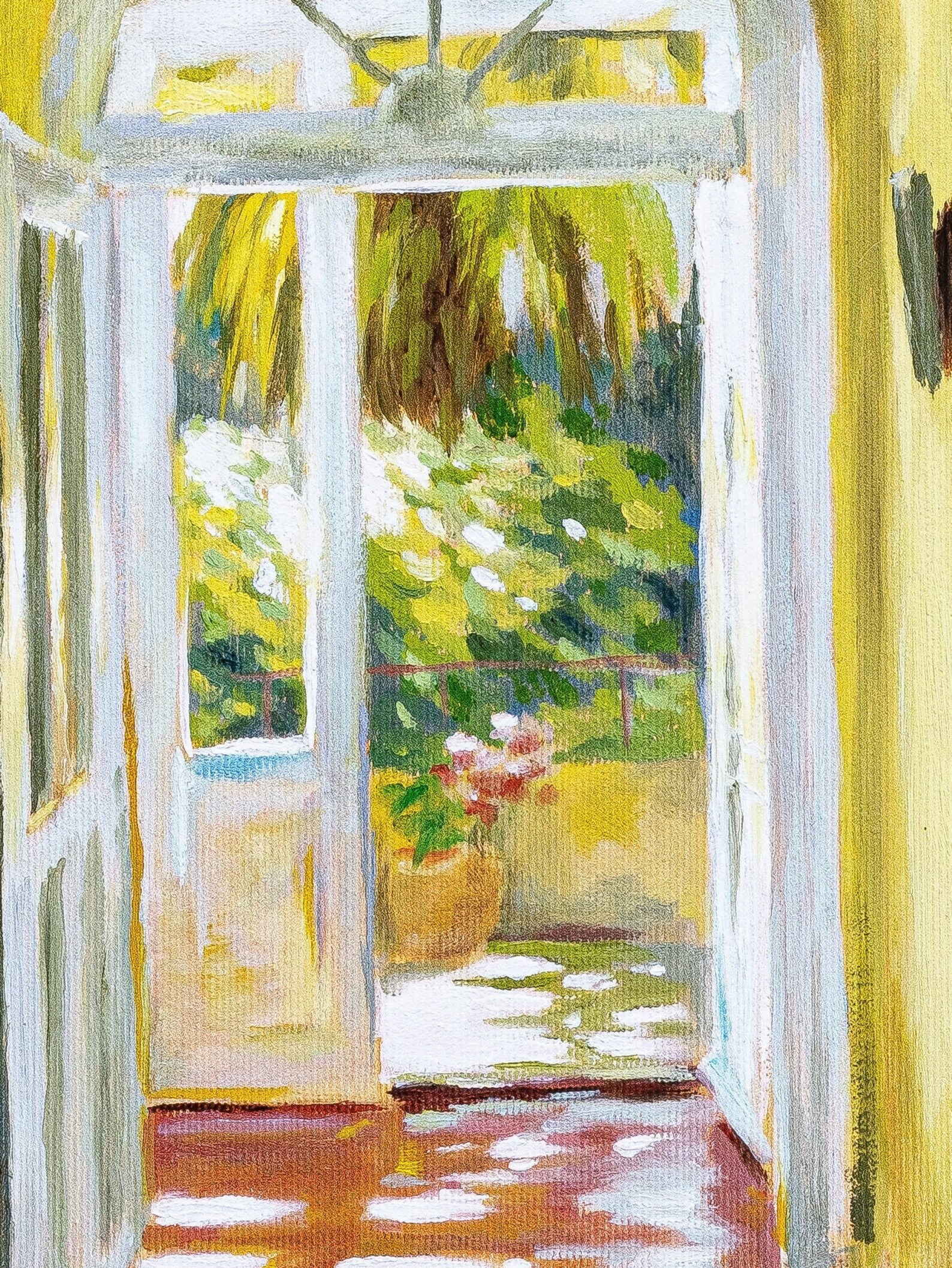 Oil painting Back door to garden. The door of an Etsy