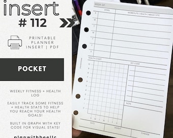 112 | Fitness + Health Weekly Log | Workout + Step Log | Printable Planner Insert | POCKET | Plan With Bee | Instant Download