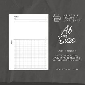 060 Note It Note Inserts Printable Planner Insert A6 Plan With Bee Instant Download 画像 1