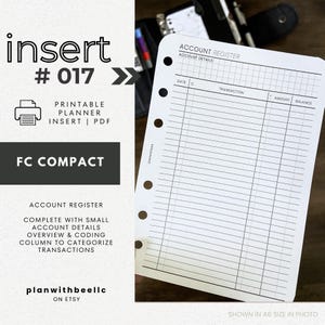 017 | アカウント登録 | コード付き/詳細アカウント登録 | 印刷可能なプランナー挿入物 | FCC | Plan With Bee | すぐにダウンロード