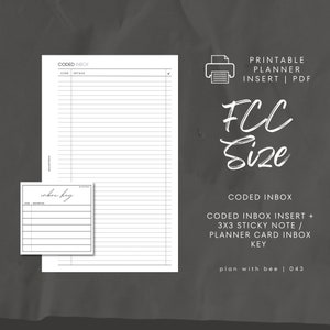 043 | Coded Inbox System | Coded Inbox Insert + Printable Sticky Note Key | Printable Planner Insert | FCC |Plan With Bee | Instant Download