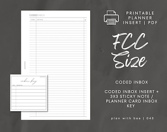 043 | Coded Inbox System | Coded Inbox Insert + Printable Sticky Note Key | Printable Planner Insert | FCC |Plan With Bee | Instant Download