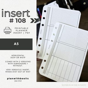 108 | Versatile DO1P/WO1P | Horizontal | Undated | Printable Planner Insert | A5 | Plan With Bee | Instant Download