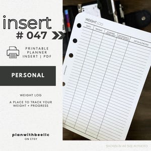 047 / Registro de peso / Planificador imprimible / PERSONAL / Planifica con Bee / Descarga instantánea