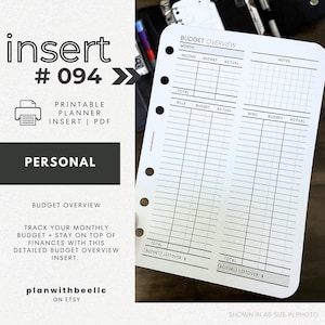 094 | Budget Overview | Printable Planner Insert | PERSONAL | Tenyia's Version | Plan With Bee | Instant Download