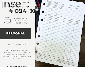 094 | Budget Overview | Printable Planner Insert | PERSONAL | Tenyia's Version | Plan With Bee | Instant Download