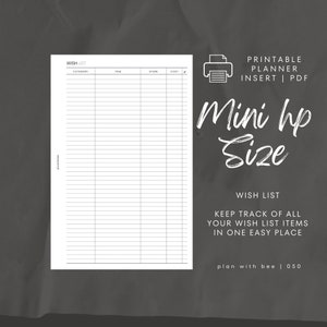 Nr.050 | Wunschliste | Druckbare Kalendereinlage | MINI PS | Plan mit Biene | Sofort Download