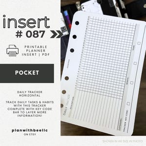Nr.087 | Daily Tracker mit Kategorie- und Schlüsselcodeleiste | Druckbare Kalendereinlage | TASCHE | Plan mit Biene | Sofort Download