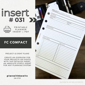 031 | Project & Event Planning Overview | Printable Planner Insert | FCC | Plan With Bee | Instant Download