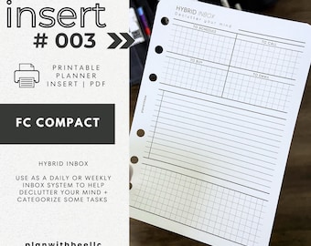 003 | Hybrid Inbox | Printable Planner Insert | FCC | Plan With Bee | Instant Download
