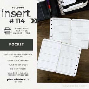 114 | Yearly Overview FOLDOUT | w/ Quarterly Tracker + Key Code | Undated | Printable | POCKET | Plan With Bee| Instant Download
