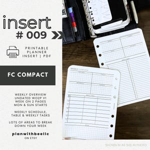 009 | Weekly Overview | Undated WO2P V1 | Mon & Sun Starts | Printable Planner Insert | FCC | Plan With Bee | Instant Download