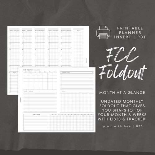 076 Month At A Glance FOLDOUT W Tracker Coded Task List Etsy