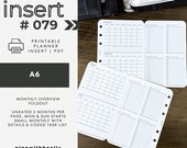 079 | Monthly Overview FOLDOUT | 2 Months Per Page Detailed | Undated | Sun & Mon Starts | Printable | A6 | Plan With Bee| Instant Download