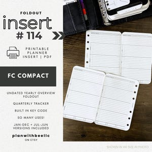 114 | Yearly Overview FOLDOUT | w/ Quarterly Tracker + Key Code | Undated | Printable | FCC | Plan With Bee| Instant Download