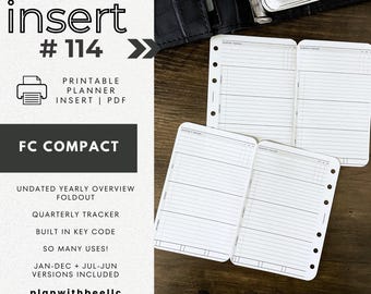 114 | Yearly Overview FOLDOUT | w/ Quarterly Tracker + Key Code | Undated | Printable | FCC | Plan With Bee| Instant Download