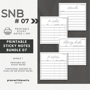 SNB7 | Printable Sticky Notes | Bundle 7 | Errands, To Order, Library Books & To Return | Digital Download, PDF File | Plan With Bee