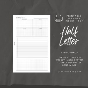 003 | Hybrid Inbox | Printable Planner Insert | HALF LETTER | Plan With Bee | Instant Download