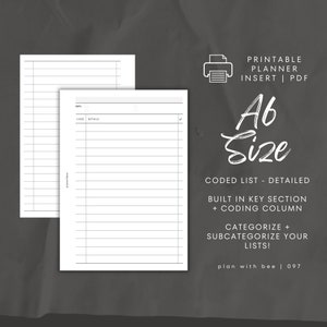 097 | Coded List Detailed | Key Section + Coding Column | Categorized ...