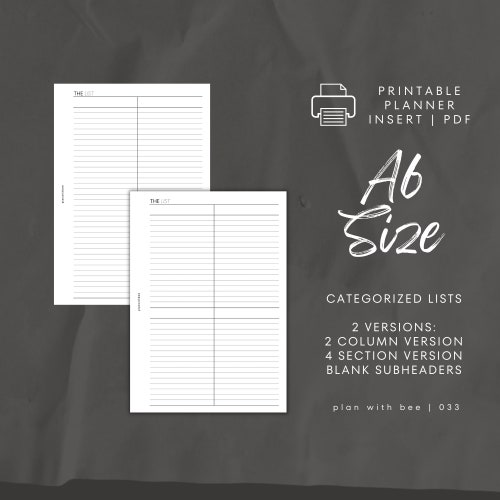 003 Hybrid Inbox Printable Planner Insert A6 Plan With - Etsy