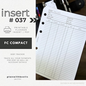 037 | 債務トラッカー | 詳細な債務支払いトラッカー | コードコラム | 印刷可能なプランナーインサート | FCC | Plan With Bee | すぐにダウンロード