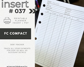 037 | Debt Tracker | Detailed Debt Payment Tracker | Code Column | Printable Planner Insert | FCC | Plan With Bee | Instant Download