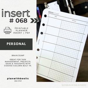 068 | ブレインダンプ | コーディングコラム | 印刷可能なプランナー挿入物 | パーソナル | Plan With Bee | すぐにダウンロード