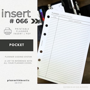 066 | プランナーコーディングシステム | 印刷可能なプランナーインサート | ポケット | Plan With Bee | すぐにダウンロード